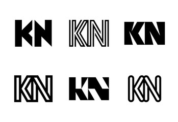 Set of letter KN logos. Abstract logos collection with letters. Geometrical abstract logos