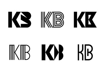 Set of letter KB logos. Abstract logos collection with letters. Geometrical abstract logos
