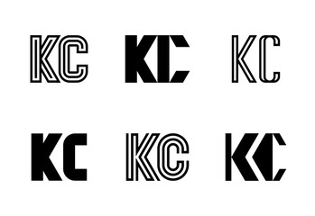 Set of letter KC logos. Abstract logos collection with letters. Geometrical abstract logos