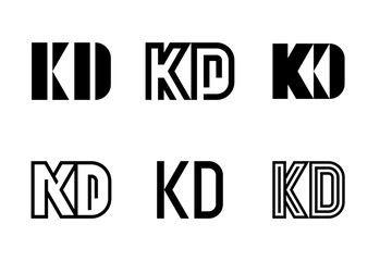 Obraz premium Set of letter KD logos. Abstract logos collection with letters. Geometrical abstract logos