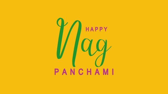 Happy Nag Panchami Animation. Great for Nag Panchami Celebrations, lettering with alpha or transparent background, for banner, social media feed wallpaper stories