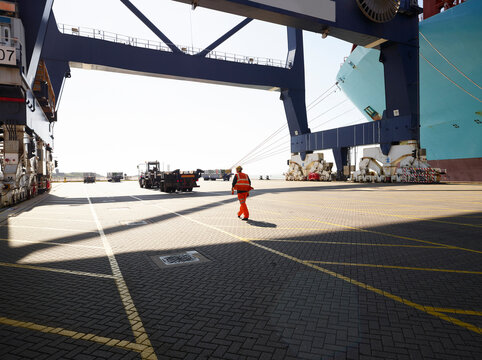 Dock worker at Port of Felixstowe, England