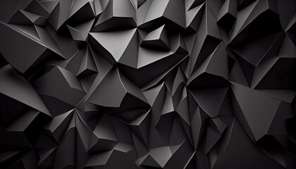 Abstract black 3d polygonal pattern texture background, full frame , Ai generated image