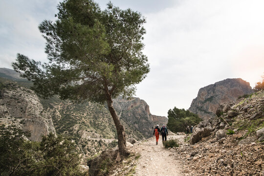 Hikers on hills in Spain