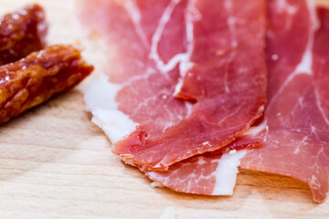 Thin sliced raw ham