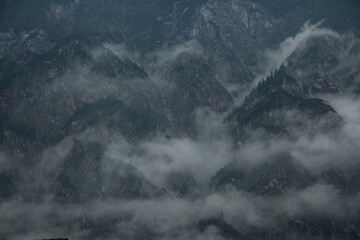 Mountains with clouds and fog 