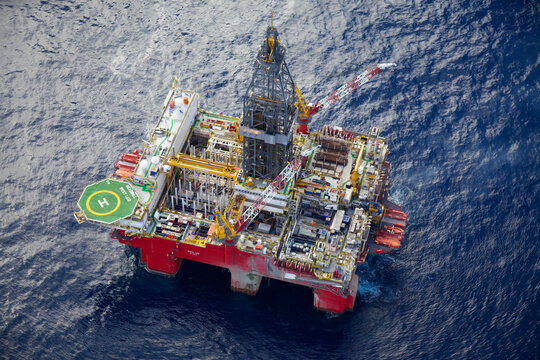Aerial view of oil rig