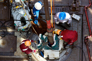 Workers at oil rig