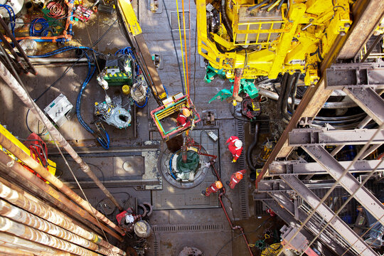 Workers at oil rig