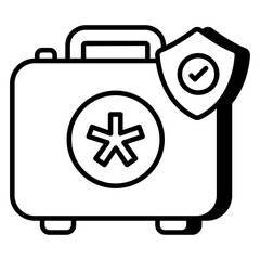 A colored design icon of medkit insurance