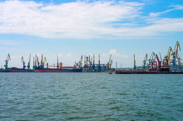 view of the sea port in the Sea of Azov, Berdyansk Ukraine