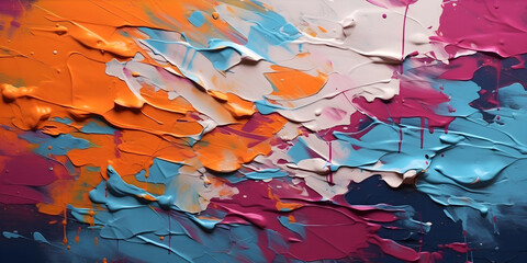 Abstract colorful wall painting strokes oil backdrop artwork background with acrylic smear style, grunge texture on canvas multicolor brushwork painting.