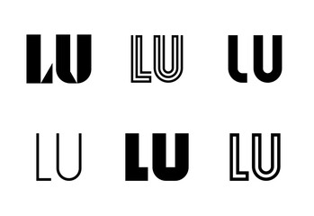 Set of letter LU logos. Abstract logos collection with letters. Geometrical abstract logos