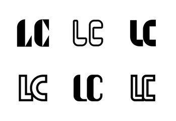 Set of letter LC logos. Abstract logos collection with letters. Geometrical abstract logos