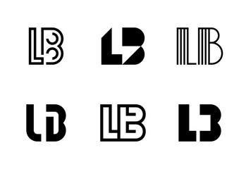 Set of letter LB logos. Abstract logos collection with letters. Geometrical abstract logos