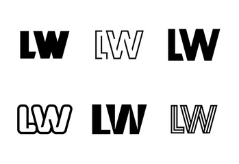Set of letter LW logos. Abstract logos collection with letters. Geometrical abstract logos