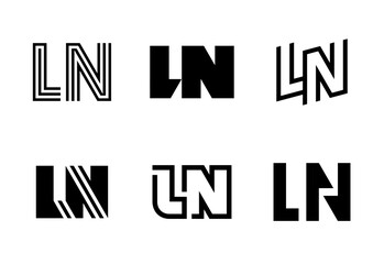 Set of letter LN logos. Abstract logos collection with letters. Geometrical abstract logos