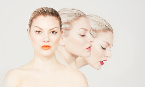 Multiple image of a young woman.