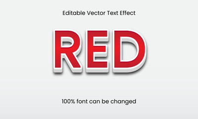 Editable 3D style red text effect with white border.