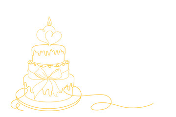 cake line art style. birthday element vector