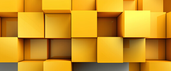  3D render, abstract geometric background, futuristic technology, gold on black background, glowing yellow color