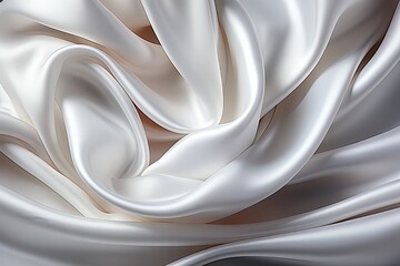 Closeup of rippled white silk fabric. 3d render illustration