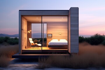 modern tiny house concept created using generative Ai tools - obrazy, fototapety, plakaty