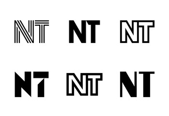 Set of letter NT logos. Abstract logos collection with letters. Geometrical abstract logos