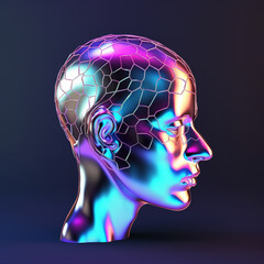 3d Holographic head illustration