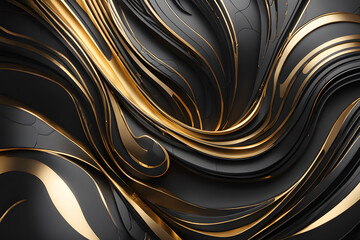 Dynamic Black Abstract Background: Flowing Waves of Intrigue