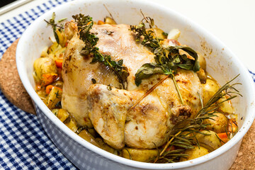 Cooked chicken with potatoes