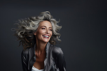 Minimalistic Portrait of a Smiling adult Woman