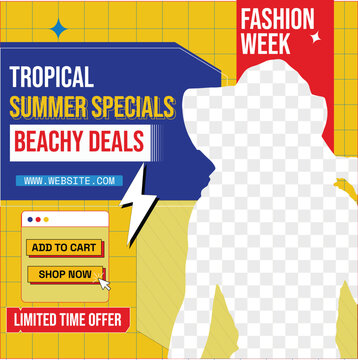 Colorful Summer Fashion Sales Social Media Poster Design