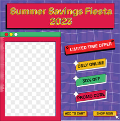 Colorful Summer Sale Social Media Poster Design
