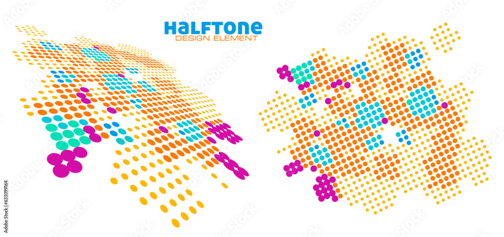 Leinwandbilder Halftone design element with saturated multicolor dots. Simple vector graphics