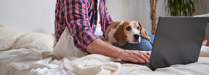Man and his dog partner up for a productive session. The impact of pets on creativity and...