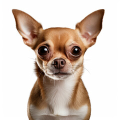 Obraz premium Isolated Chihuahua Dog with Visibly Sad Expression on White Background