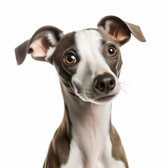 Isolated Italian Greyhound Dog with Tilted Head on White Background