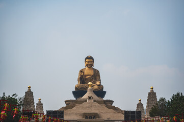 Fototapeta premium Taiwan.kaohsiung​ 11.2.2023 Golden buddha statue at Fo Guang Shan Buddha Museum taiwan.The Fo Guang Shan Buddha Museum formerly known as the Buddha Memorial Center