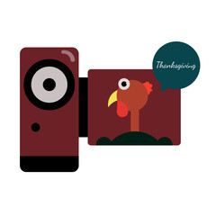 Illustration Thanksgiving ,Turkey  and Video Camera  