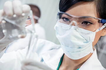 Asian Female Woman Scientist Medical Research Lab or Laboratory