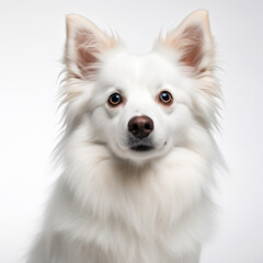 Obraz premium Isolated American Eskimo Dog with White Background - Confused Dog with Tilted Head Image