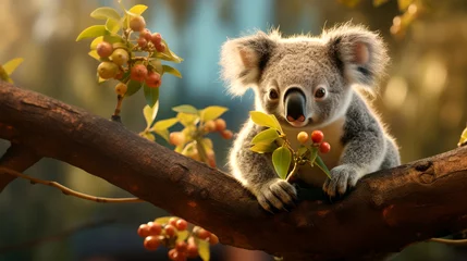 Foto op Plexiglas koala bear on tree wildlife wallpaper © Volodymyr