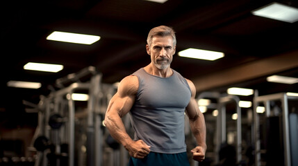 Fototapeta na wymiar man in gym fitness training health muscle trainer
