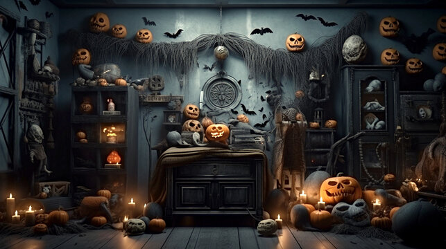 halloween background with pumpkin and bats holiday wallpaper