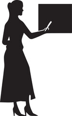 Fototapeta premium Female teacher vector silhouette illustration black color, woman teacher, teacher vector silhouette