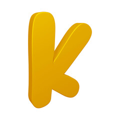 3D alphabet letter k in golden color for education and text concept