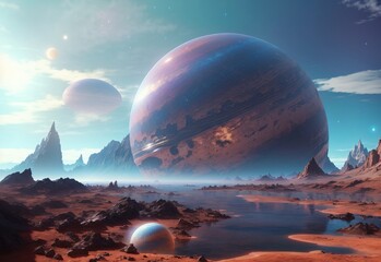 Fototapeta na wymiar Beautiful and mysterious alien planet
