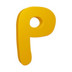 3D alphabet letter p in golden color for education and text concept