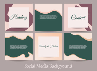 Minimal abstract social media story posts banner template. Ripped torn paper texture background in green nude color. Luxury elegant autumn, spring, and winter mock-ups for fashion, jewelry, beauty